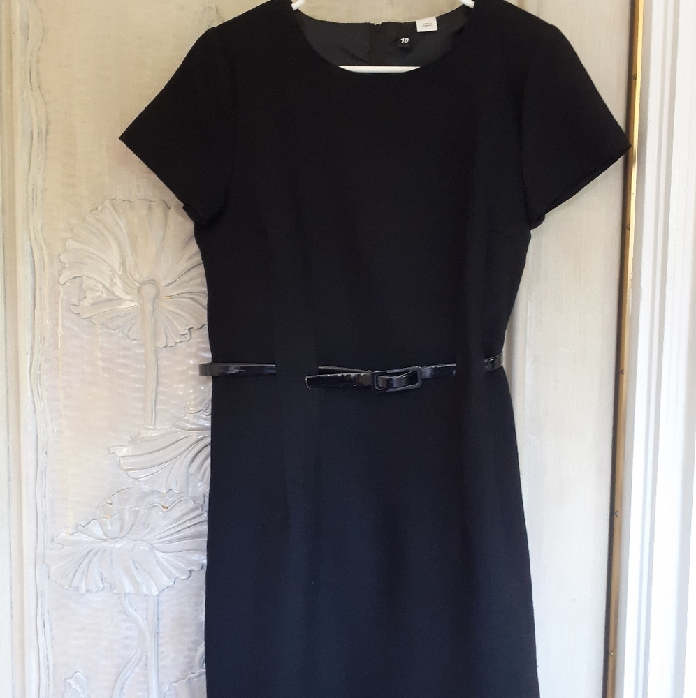 H&M black business casual belted dress